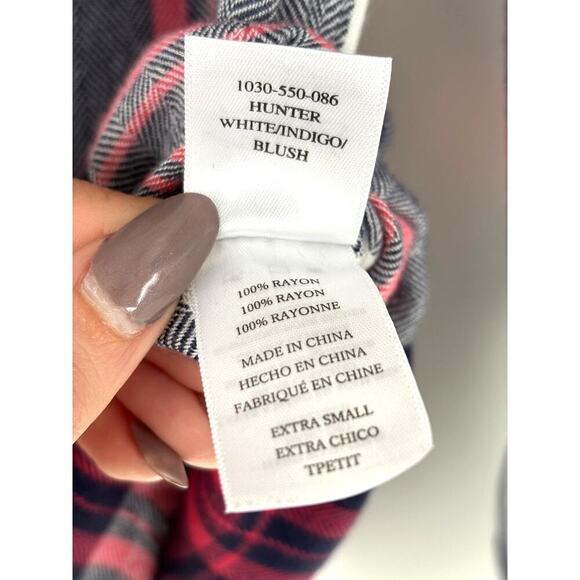 NWOT cozy Button Collared Long Sleeve Women's Pink Rails checkered Hunter shirt - Picture 7 of 7
